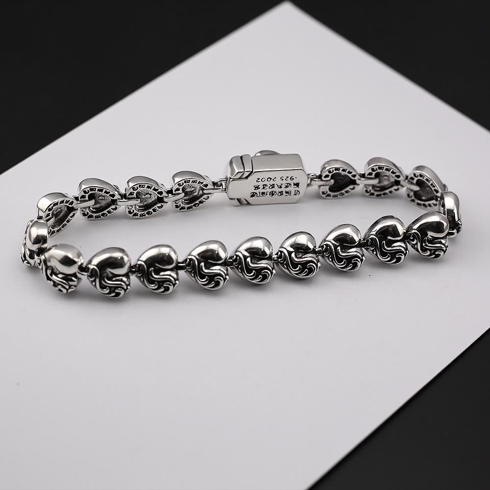 Chrome Hearts Sterling Silver Filigree Heart Bracelet